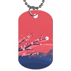 Illustration Minimal Minimalist Scenery Minimalist Japanese Art Dog Tag (two Sides) by Bedest