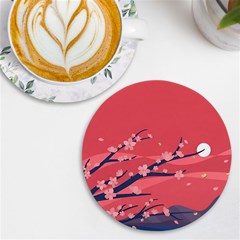 Illustration Minimal Minimalist Scenery Minimalist Japanese Art Uv Print Round Tile Coaster by Bedest