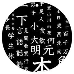 Japanese Basic Kanji Anime Dark Minimal Words Uv Print Acrylic Ornament Round by Bedest