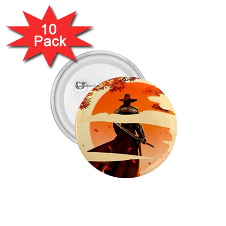 Samurai Art Ninja Katana Anime Aesthetic  Japanese Lore Style Mythology Retro Classic Warrior 1.75  Buttons (10 pack)