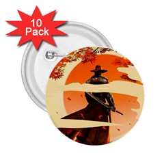 Samurai Art Ninja Katana Anime Aesthetic  Japanese Lore Style Mythology Retro Classic Warrior 2 25  Buttons (10 Pack)  by Bedest