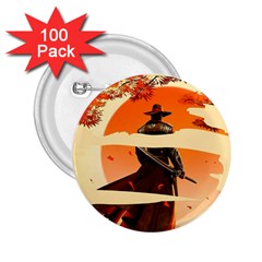 Samurai Art Ninja Katana Anime Aesthetic  Japanese Lore Style Mythology Retro Classic Warrior 2 25  Buttons (100 Pack)  by Bedest