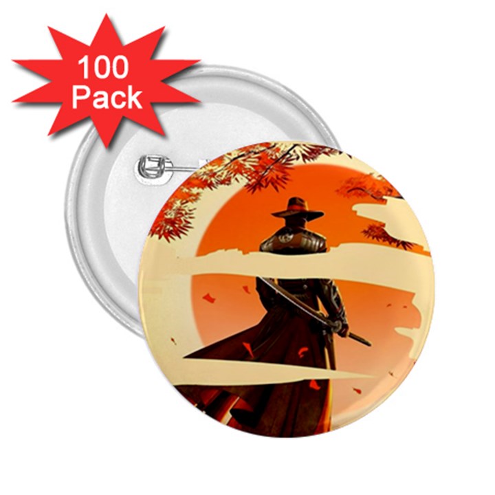 Samurai Art Ninja Katana Anime Aesthetic  Japanese Lore Style Mythology Retro Classic Warrior 2.25  Buttons (100 pack) 