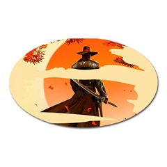 Samurai Art Ninja Katana Anime Aesthetic  Japanese Lore Style Mythology Retro Classic Warrior Oval Magnet by Bedest