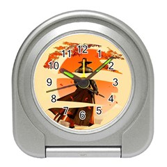 Samurai Art Ninja Katana Anime Aesthetic  Japanese Lore Style Mythology Retro Classic Warrior Travel Alarm Clock by Bedest