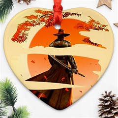 Samurai Art Ninja Katana Anime Aesthetic  Japanese Lore Style Mythology Retro Classic Warrior Heart Ornament (two Sides) by Bedest