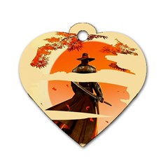 Samurai Art Ninja Katana Anime Aesthetic  Japanese Lore Style Mythology Retro Classic Warrior Dog Tag Heart (one Side) by Bedest