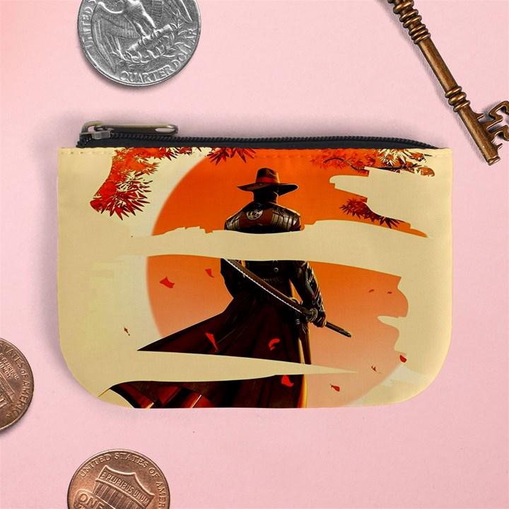 Samurai Art Ninja Katana Anime Aesthetic  Japanese Lore Style Mythology Retro Classic Warrior Mini Coin Purse