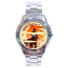 Samurai Art Ninja Katana Anime Aesthetic  Japanese Lore Style Mythology Retro Classic Warrior Stainless Steel Analogue Watch by Bedest