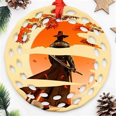 Samurai Art Ninja Katana Anime Aesthetic  Japanese Lore Style Mythology Retro Classic Warrior Round Filigree Ornament (two Sides) by Bedest