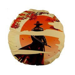 Samurai Art Ninja Katana Anime Aesthetic  Japanese Lore Style Mythology Retro Classic Warrior Standard 15  Premium Round Cushions by Bedest