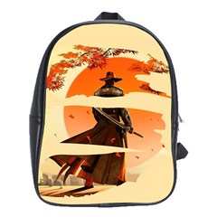 Samurai Art Ninja Katana Anime Aesthetic  Japanese Lore Style Mythology Retro Classic Warrior School Bag (xl) by Bedest