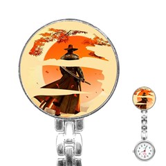 Samurai Art Ninja Katana Anime Aesthetic  Japanese Lore Style Mythology Retro Classic Warrior Stainless Steel Nurses Watch by Bedest