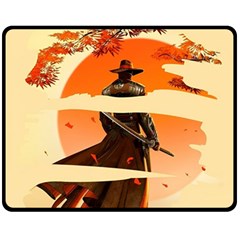 Samurai Art Ninja Katana Anime Aesthetic  Japanese Lore Style Mythology Retro Classic Warrior Two Sides Fleece Blanket (medium) by Bedest