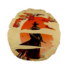 Samurai Art Ninja Katana Anime Aesthetic  Japanese Lore Style Mythology Retro Classic Warrior Standard 15  Premium Flano Round Cushions by Bedest