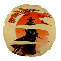 Samurai Art Ninja Katana Anime Aesthetic  Japanese Lore Style Mythology Retro Classic Warrior Large 18  Premium Flano Round Cushions by Bedest