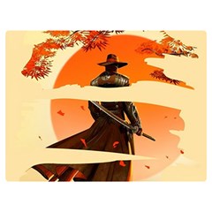 Samurai Art Ninja Katana Anime Aesthetic  Japanese Lore Style Mythology Retro Classic Warrior Two Sides Premium Plush Fleece Blanket (extra Small) by Bedest