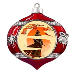 Samurai Art Ninja Katana Anime Aesthetic  Japanese Lore Style Mythology Retro Classic Warrior Metal Snowflake And Bell Red Ornament by Bedest