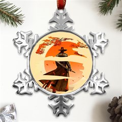 Samurai Art Ninja Katana Anime Aesthetic  Japanese Lore Style Mythology Retro Classic Warrior Metal Small Snowflake Ornament by Bedest