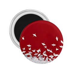 Red Sun Sea Waves Bird Japanese Art Minimalist 2.25  Magnets