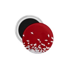 Red Sun Sea Waves Bird Japanese Art Minimalist 1.75  Magnets