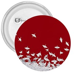 Red Sun Sea Waves Bird Japanese Art Minimalist 3  Buttons