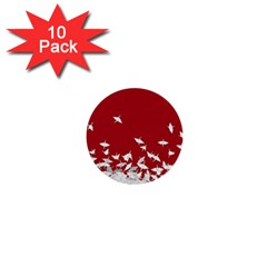 Red Sun Sea Waves Bird Japanese Art Minimalist 1  Mini Buttons (10 pack) 