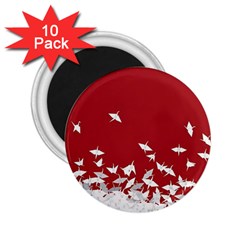 Red Sun Sea Waves Bird Japanese Art Minimalist 2.25  Magnets (10 pack) 