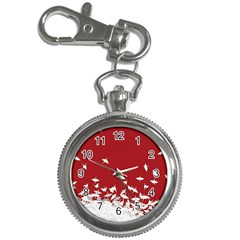 Red Sun Sea Waves Bird Japanese Art Minimalist Key Chain Watches