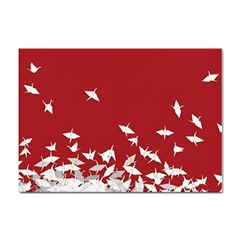 Red Sun Sea Waves Bird Japanese Art Minimalist Sticker A4 (100 pack)