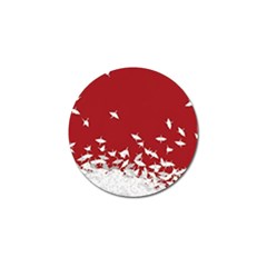 Red Sun Sea Waves Bird Japanese Art Minimalist Golf Ball Marker by Bedest