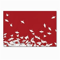 Red Sun Sea Waves Bird Japanese Art Minimalist Postcard 4 x 6  (Pkg of 10)