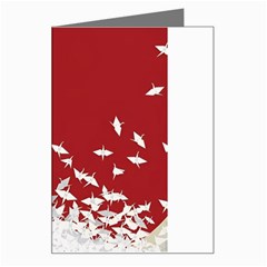 Red Sun Sea Waves Bird Japanese Art Minimalist Greeting Card