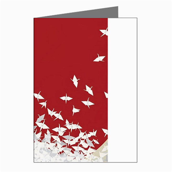 Red Sun Sea Waves Bird Japanese Art Minimalist Greeting Cards (Pkg of 8)