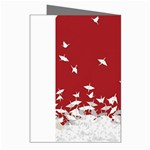 Red Sun Sea Waves Bird Japanese Art Minimalist Greeting Cards (Pkg of 8) Right