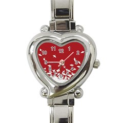 Red Sun Sea Waves Bird Japanese Art Minimalist Heart Italian Charm Watch