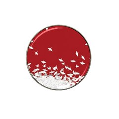 Red Sun Sea Waves Bird Japanese Art Minimalist Hat Clip Ball Marker (4 Pack) by Bedest