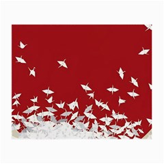 Red Sun Sea Waves Bird Japanese Art Minimalist Small Glasses Cloth