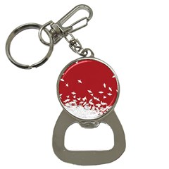 Red Sun Sea Waves Bird Japanese Art Minimalist Bottle Opener Key Chain by Bedest