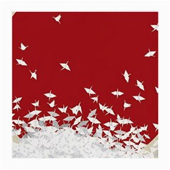 Red Sun Sea Waves Bird Japanese Art Minimalist Medium Glasses Cloth