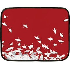 Red Sun Sea Waves Bird Japanese Art Minimalist Fleece Blanket (Mini)