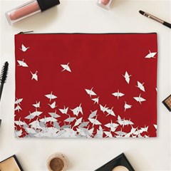 Red Sun Sea Waves Bird Japanese Art Minimalist Cosmetic Bag (XL)