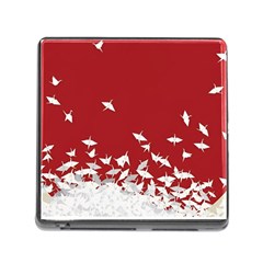 Red Sun Sea Waves Bird Japanese Art Minimalist Memory Card Reader (square 5 Slot) by Bedest