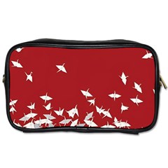 Red Sun Sea Waves Bird Japanese Art Minimalist Toiletries Bag (Two Sides)