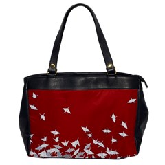 Red Sun Sea Waves Bird Japanese Art Minimalist Oversize Office Handbag