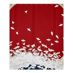 Red Sun Sea Waves Bird Japanese Art Minimalist Shower Curtain 60  X 72  (medium)  by Bedest