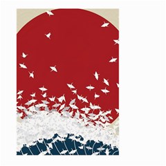 Red Sun Sea Waves Bird Japanese Art Minimalist Large Garden Flag (Two Sides)