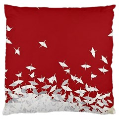 Red Sun Sea Waves Bird Japanese Art Minimalist Large Cushion Case (Two Sides)