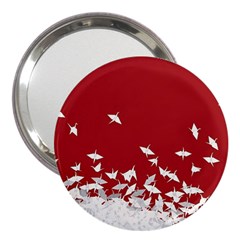 Red Sun Sea Waves Bird Japanese Art Minimalist 3  Handbag Mirrors