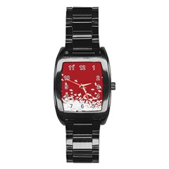 Red Sun Sea Waves Bird Japanese Art Minimalist Stainless Steel Barrel Watch